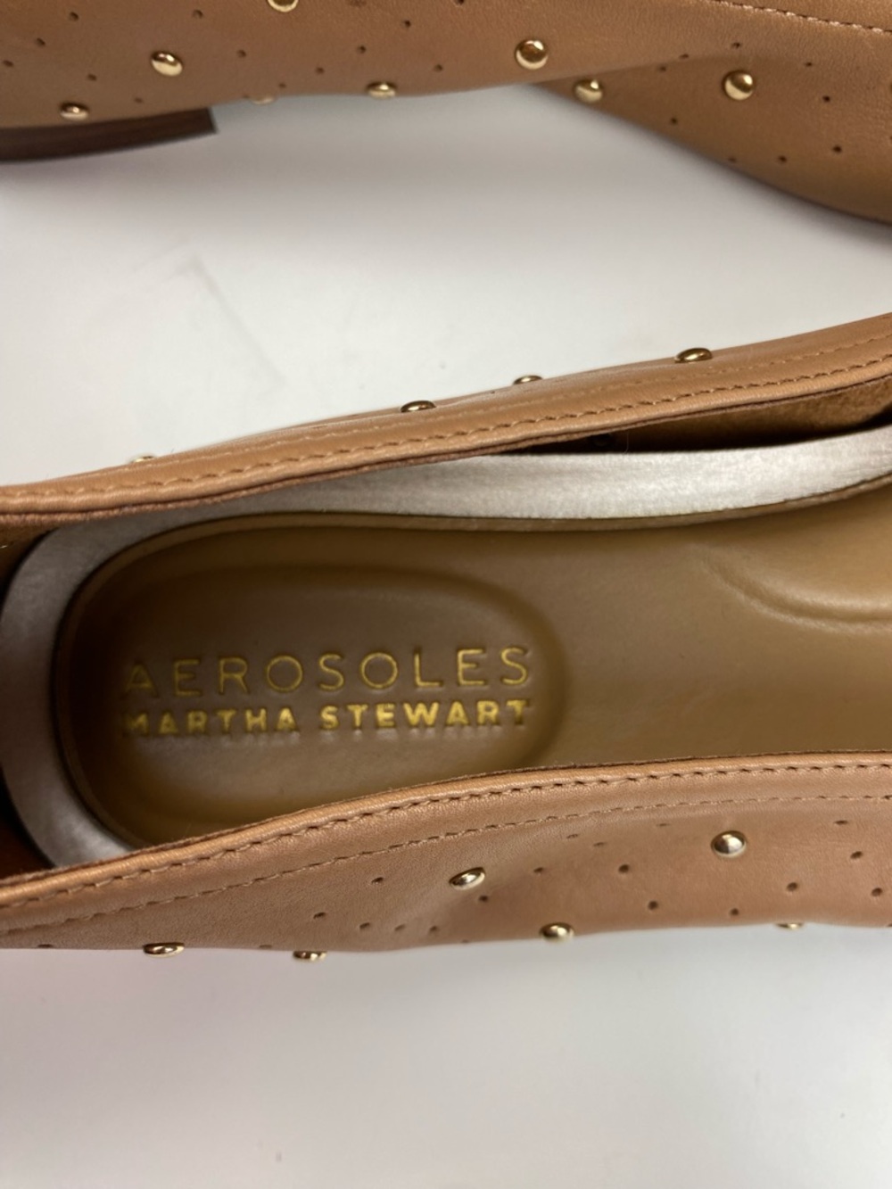 Aerosoles Womens Shelley Tan Leather Perforated Ballet Flats Shoes Sz 9 - Picture 5 of 10